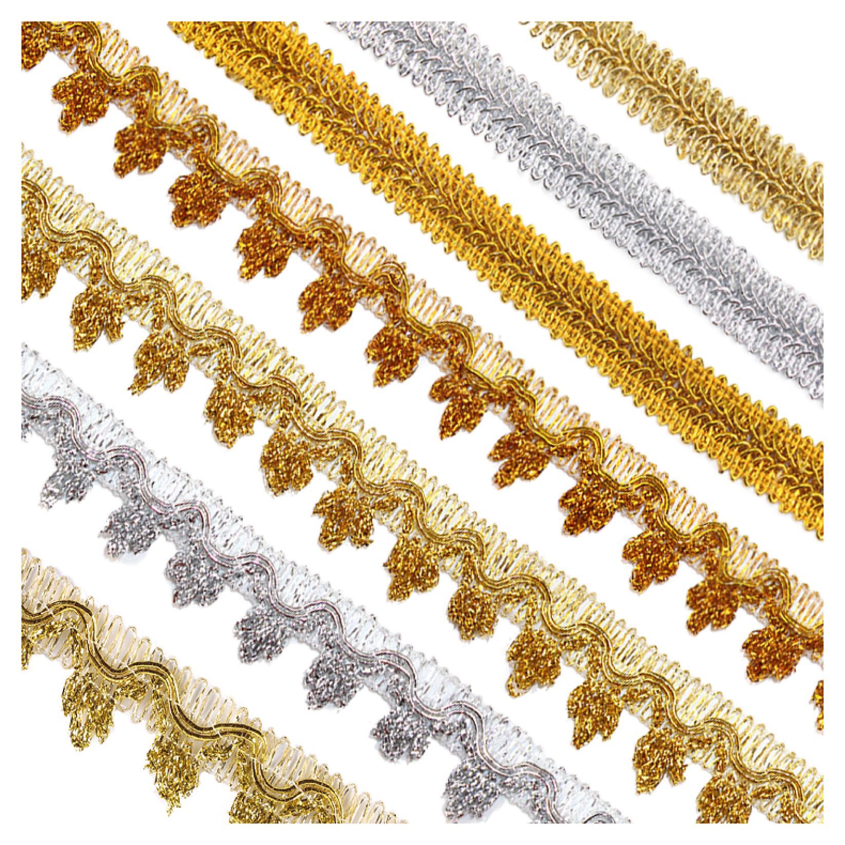 En stock oro y plata seda color seda lentejuelas encaje equipaje zapatos cinta accesorios ropa accesorios étnico color encaje