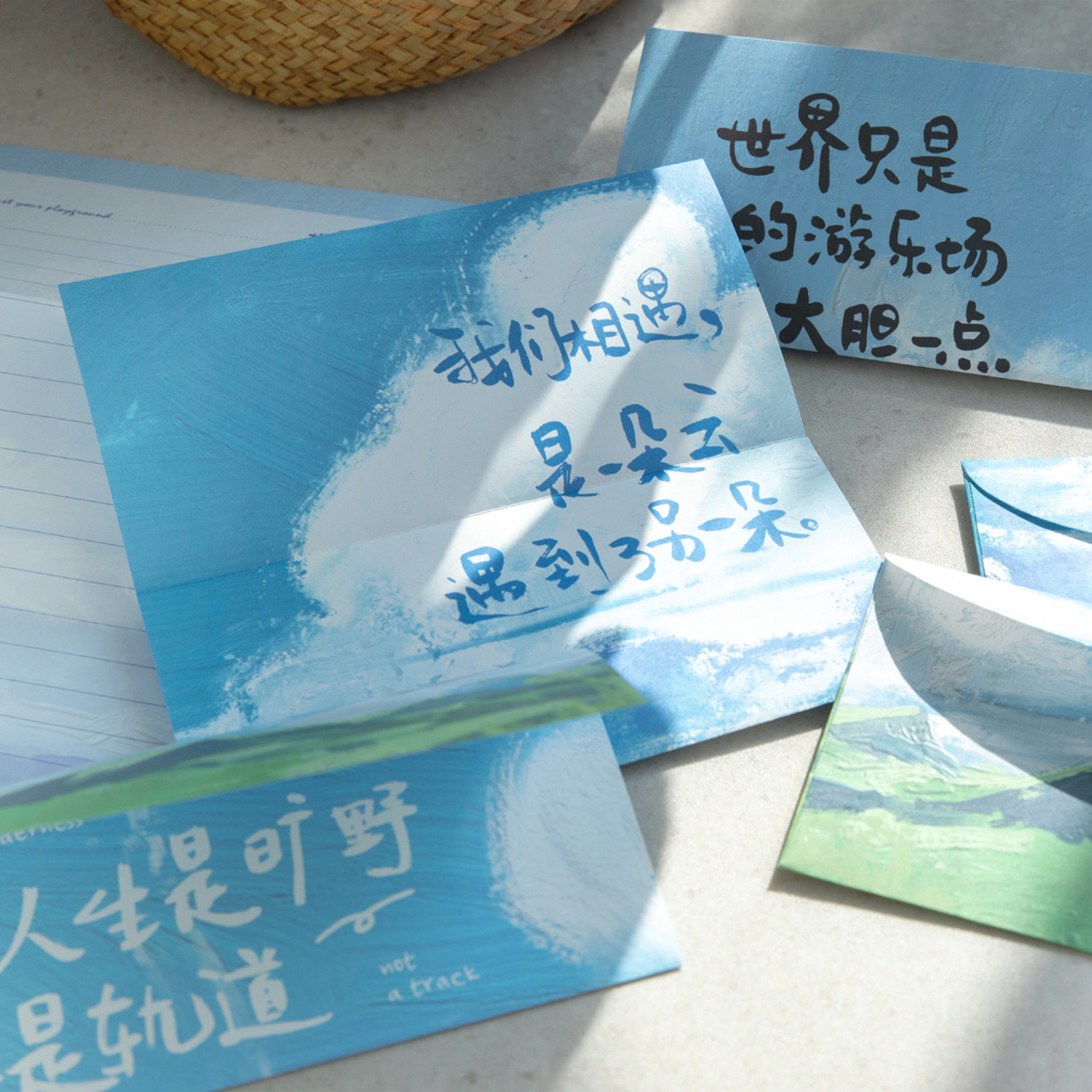 Mo carta de sobre traje de papel la vida es desierto Serie Artística ins caligrafía texto carta de mensaje de regalo