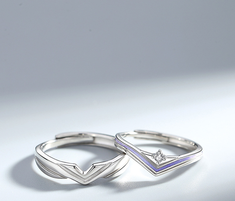 4g Weight Artificial Diamond Inlay Material Rings Classification Adjustable Ring Size 1 Piece Quantity Daily Occasion Copper Material Solid Color Pattern Couple Gender Inlay Design Fashion Style Fashion Solid Color Copper Inlay Artificial Diamond Rings 1 Piece