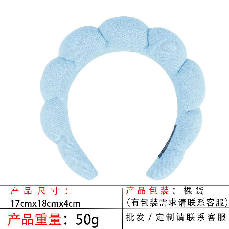 跨境海绵云朵发箍批发高颅顶高级感毛巾布麻花女士洗脸手腕带头箍|undefined