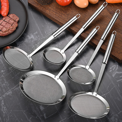 304 stainless steel wide-brimmed oil separator, thickened grease filter spoon, net fishing, foam oil grid, oil residue removal, soy milk filtering