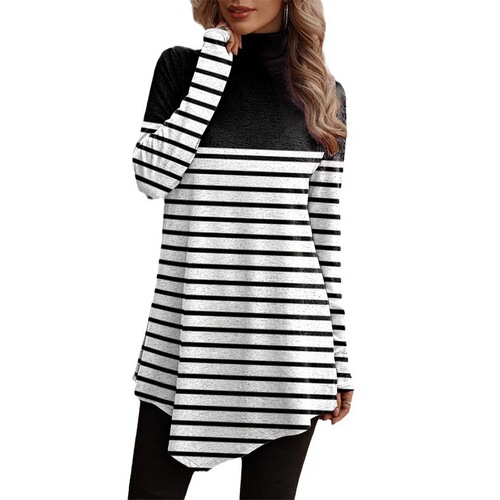 Autumn and winter European and American TEMU independent station new high-necked national style fashionable casual long-sleeved T