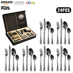 tableware set 不锈钢餐具套装24件套刀叉勺套装勺子西餐具礼盒装