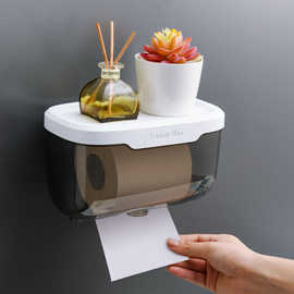 家用卫生间透明纸巾盒壁挂免打孔卫生纸抽纸卷纸防水纸巾架置物架
