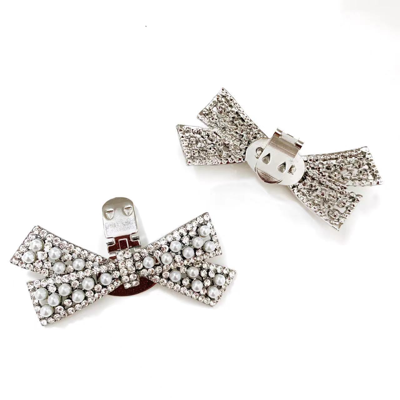 Nuevo arco desmontable hebilla del zapato tacones altos zapatos de boda accesorios dedo del pie superior hebilla decorativa rhinestone zapato flor