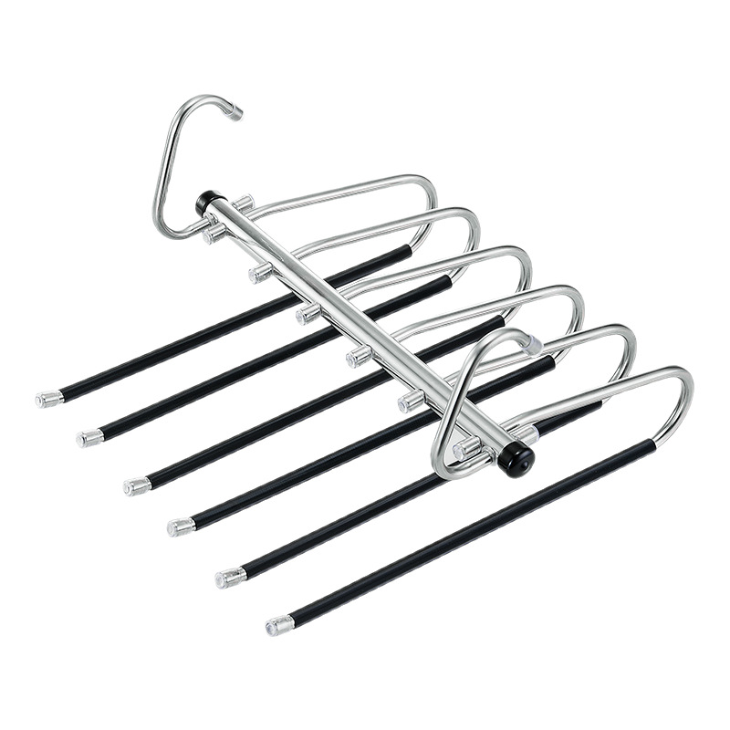 Acero inoxidable plegable percha de ropa percha de pantalones nueve capas seis capas todo el gabinete percha de pantalones sujetador sin marcas multicapa resbaladiza retráctil dormitorio