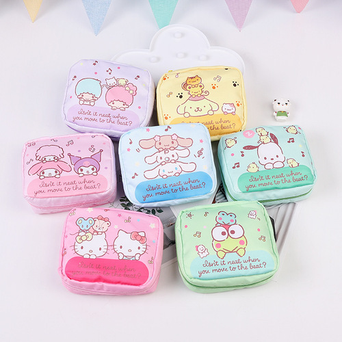 Cartoon Jenga series sanitary napkin storage bag cute girl portable cosmetics small items storage bag