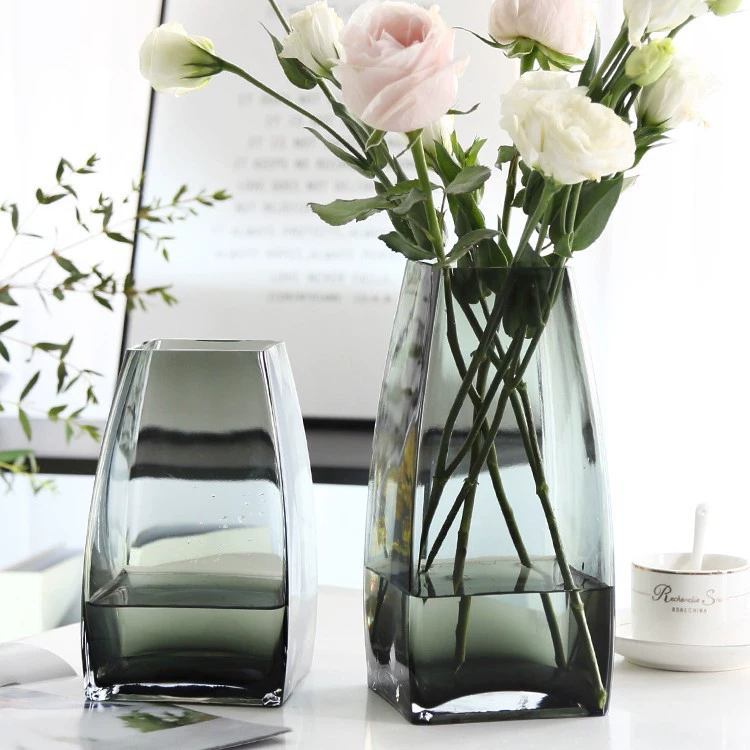 Утолщенная Новая современная простая квадратная ваза с квадратным ртом пьяная деревянная стеклянная ваза для гостиной вода скандинавские цветочные украшения