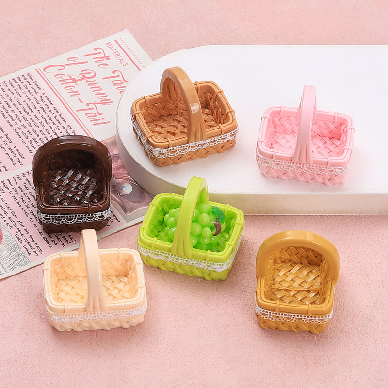 立体多彩编织篮子创意手工diy奶油胶树脂配饰小配件饰品材料批发|undefined