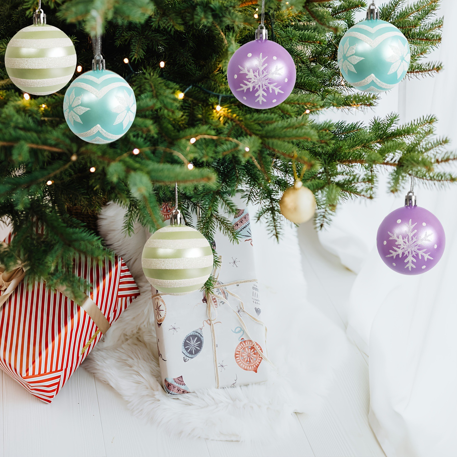 Nuevo color macaron de 6cm color plástico pintado bola de Navidad decoración de fiesta de Navidad árbol de Navidad bola colgante