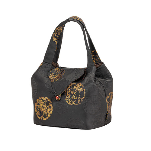 Chinese interwoven silk tea bag portable outdoor travel tea set storage bag brocade tea cup bag teapot cloth bag