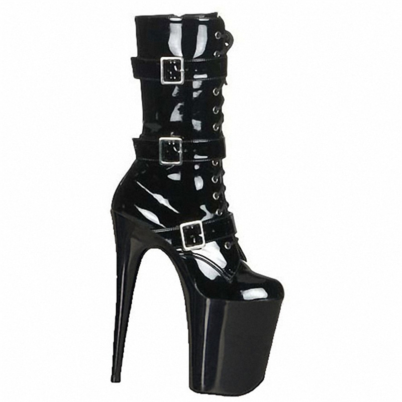 20cm inferior grueso tres cinturón botas cortas, zapatos de baile pole dance modelo pasarela sexy