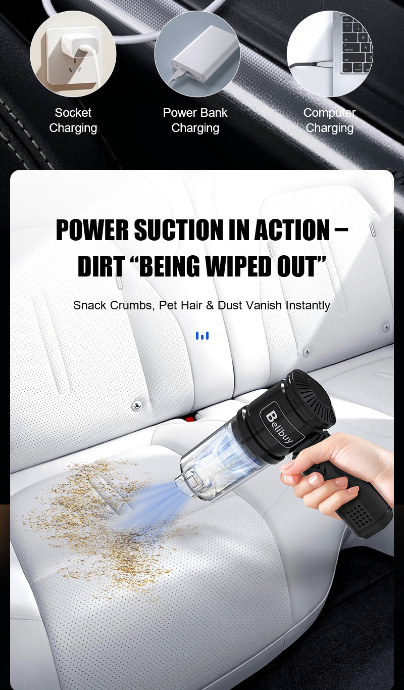 Factory Direct Supply Cross-Border Hot-Selling Car Vacuum Cleaner Wireless Charging Model Dust Remover Trade Model Handheld Vacuum Cleaner