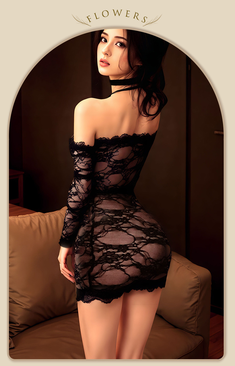 Completo intimo in pizzo per donna vestito sexy nero aderente_voghion.com