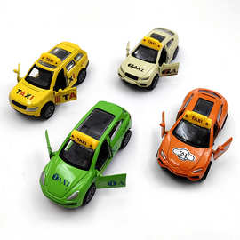 出租车玩具模型回力车合金玩具车开门小汽车仿真的士车模