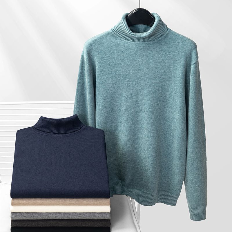 Business casual early autumn solid color turtleneck warm sweater for men, loose and casual style, trendy Japanese pullover sweater for men Business casual early autumn solid color turtleneck warm sweater for men, loose and casual style, trendy Japanese pullover sweater for men