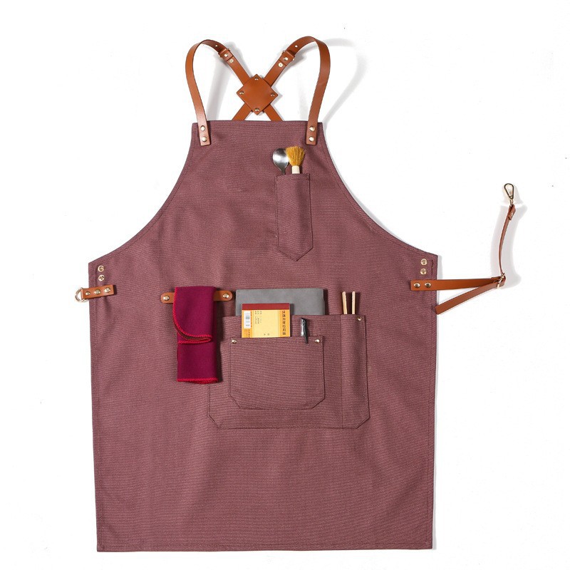 Delantal de mezclilla restaurante occidental leche tienda de té floral salón de uñas Barbero ropa de trabajo de carpintería delantal de lona al por mayor