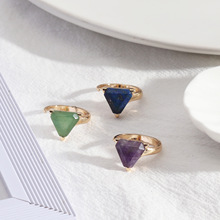 潮流設計開發 歐美外貿飾品 天然紫晶、青金石鑲嵌 精美開口戒指