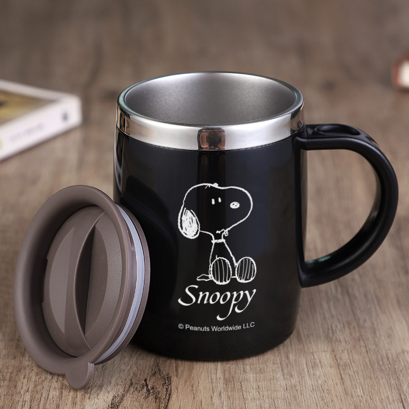 Snoopy 304 taza de acero inoxidable con aislamiento creativo beber taza de café con tapa Oficina taza de té DIY