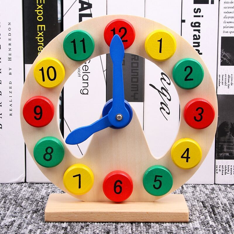 儿童钟表认知和时间时钟玩具幼儿园表盘学具木质钟表模型小学教具