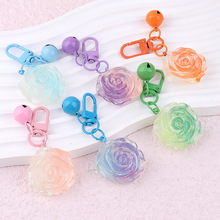 夜光金粉玫瑰花钥匙扣挂件汽车链圈环扣网红ins女士精致包包挂饰