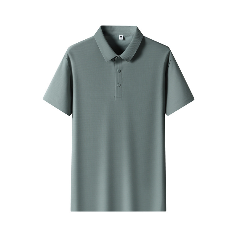 2025 新しいルーズ夏のファッション Tシャツメンズビジネスアイスシルク半袖ラペルシームレスラミネートポロシャツ|undefined