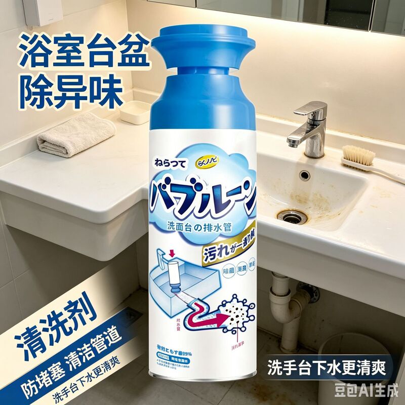 Pipe cleaner foam mousse for home use, deodorizing and odor-eliminating foam-type drain cleaner