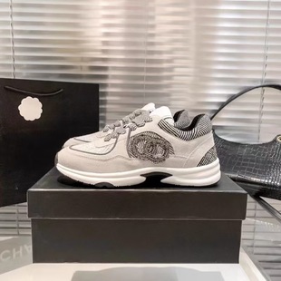 Chanel-Style Dad Sneakers for Women 2024 Spring New Trendy Classic Height-Increasing Thick-Soled Casual Sports Shoes Ins Fashion Shoes