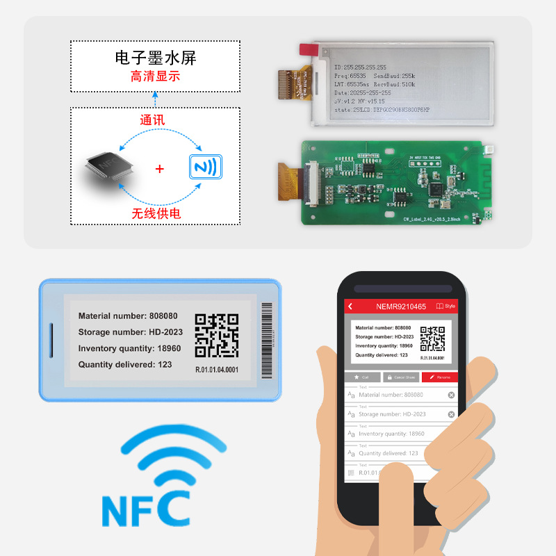 2.9-pulgadas pasiva NFC Pantalla de tinta electrónica HD pantalla almacenamiento supermercado estante etiqueta transmisión inalámbrica gestión