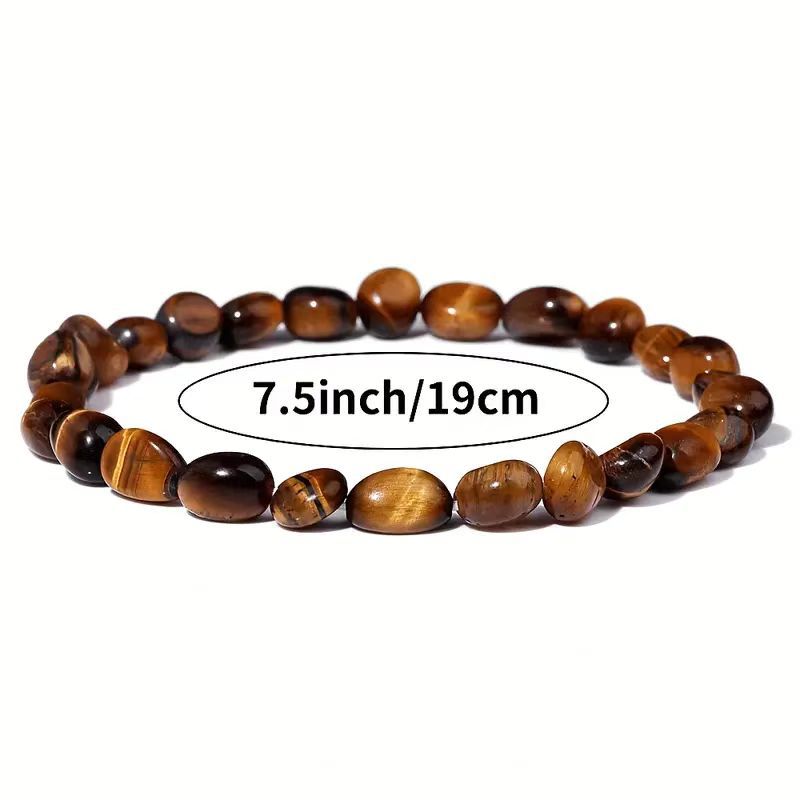Fábrica directa de piedra natural ojo de tigre pulsera de cuentas pulsera de piedra de biliar negra productos acabados joyería pulsera multicolor al por mayor