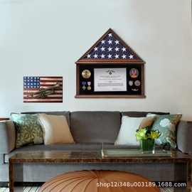 旗帜保护盒木质奖章收纳盒纪念币收纳盒国旗展示框勋章徽章展示框