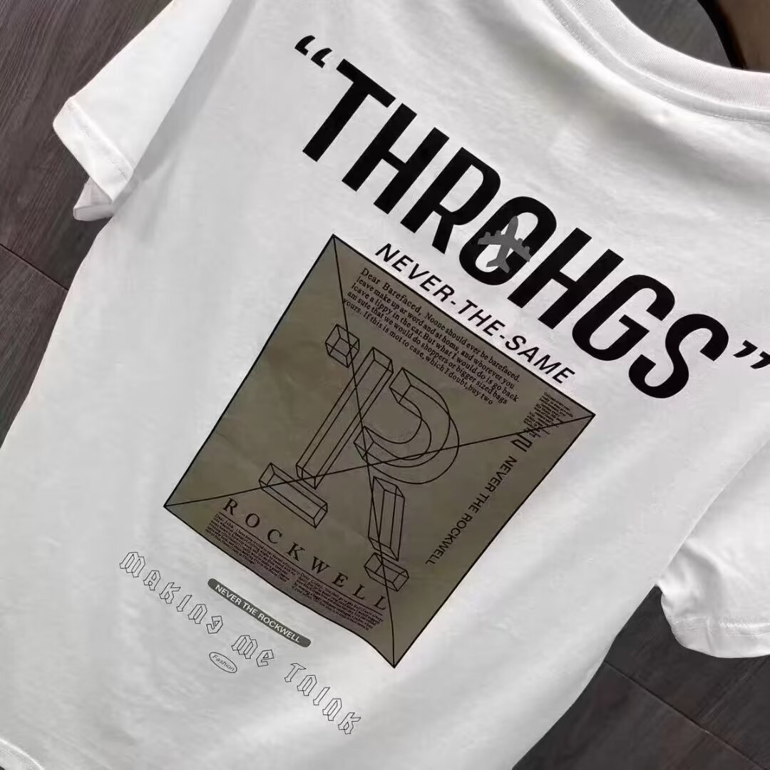T-shirt à manches courtes pour hommes, nouvelle collection été 2024, coupe ajustée, col rond, lettre imprimée, tendance, décontracté, doublure courte_voghion.com