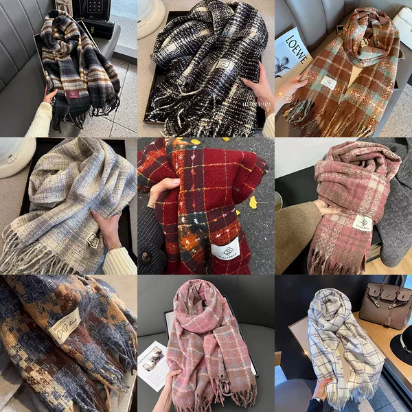 Tonglu Scarf for Women, Houndstooth Shawl, Dual-Use, Korean Style, Versatile, Popular, Warm, New Winter High-End Student Neck Warmer