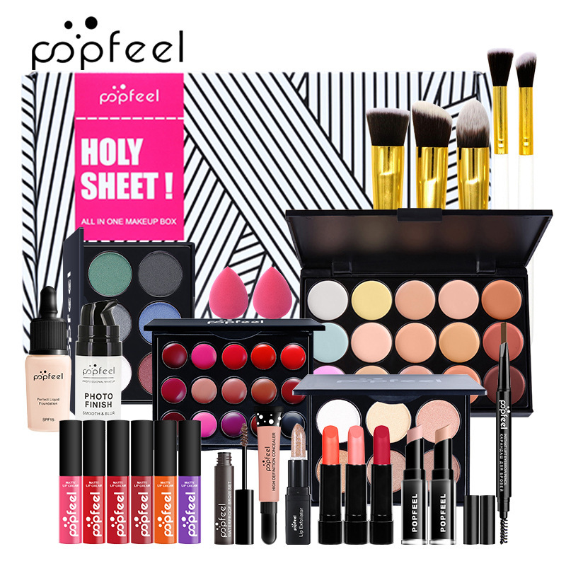 Traje europeo y americano sombra de ojos maquillaje conjunto completo principiante estudiante novato conjunto completo caja de regalo de maquillaje ligero combinación de cosméticos sombra de ojos