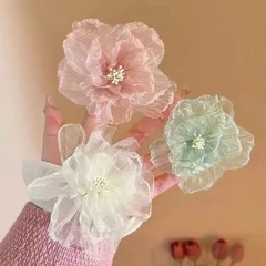 義烏工場直販メッシュ生地ローズフラワーフラワーアクセサリーファッション女性のヘアアクセサリー衣類アクセサリー卸売