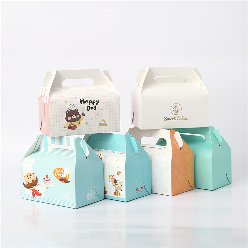 手提西点慕斯包装盒切块蛋糕纸盒甜点烘焙包装打包盒可印logo