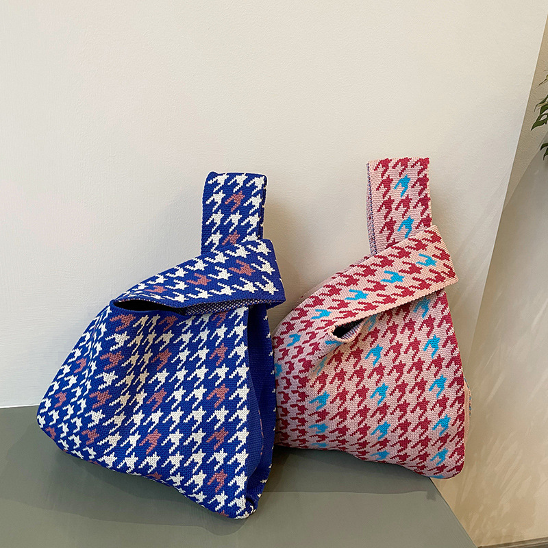 Houndstooth bolso de punto nicho de las mujeres diseño de estilo coreano moda todo-fósforo de la calle bolso de hombro bolso de las axilas bolso de las mujeres