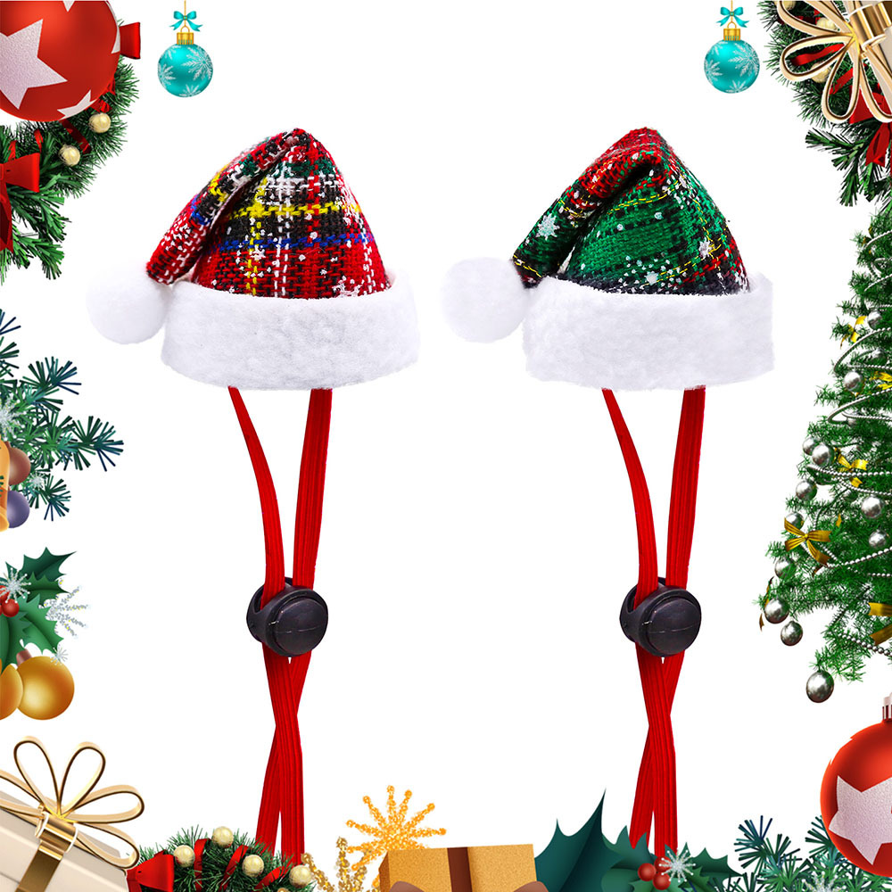 Christmas Festival Plaid Pattern Christmas Streetwear Pu Leather Christmas Plaid Pet Hat