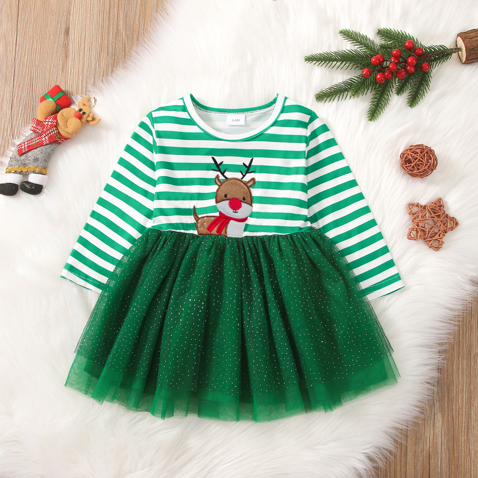 Christmas Fashion Deer Cotton Girls Dresses display picture 10