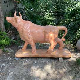 晚霞红大理石牛拓荒牛雕塑 华尔街牛开荒牛大型摆件厂家直供厂家