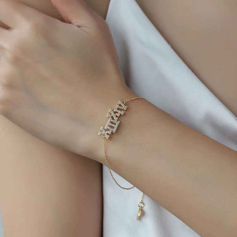 Fashion Letter Copper Inlay Zircon Bracelets 1 Piece