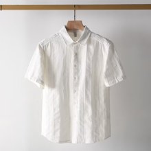 日系纯色衬衫短袖夏新款薄款衬衫拼接设计上衣宽松休闲半袖衬衫潮