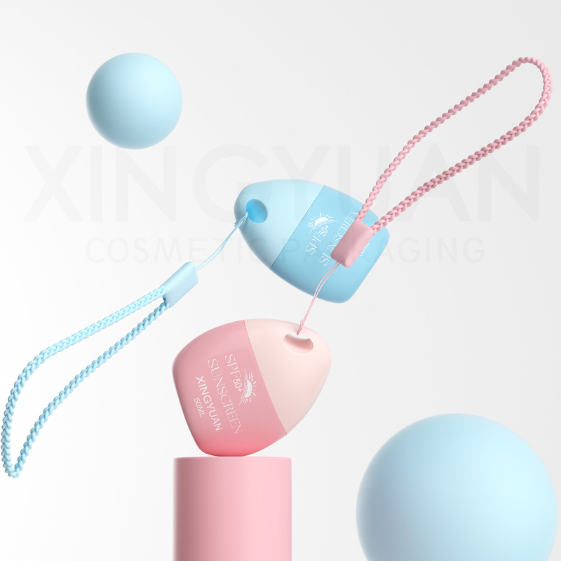椭圆儿童防晒霜瓶 挂绳50g挤压护手霜瓶30g塑料乳液瓶化妆品空瓶|undefined