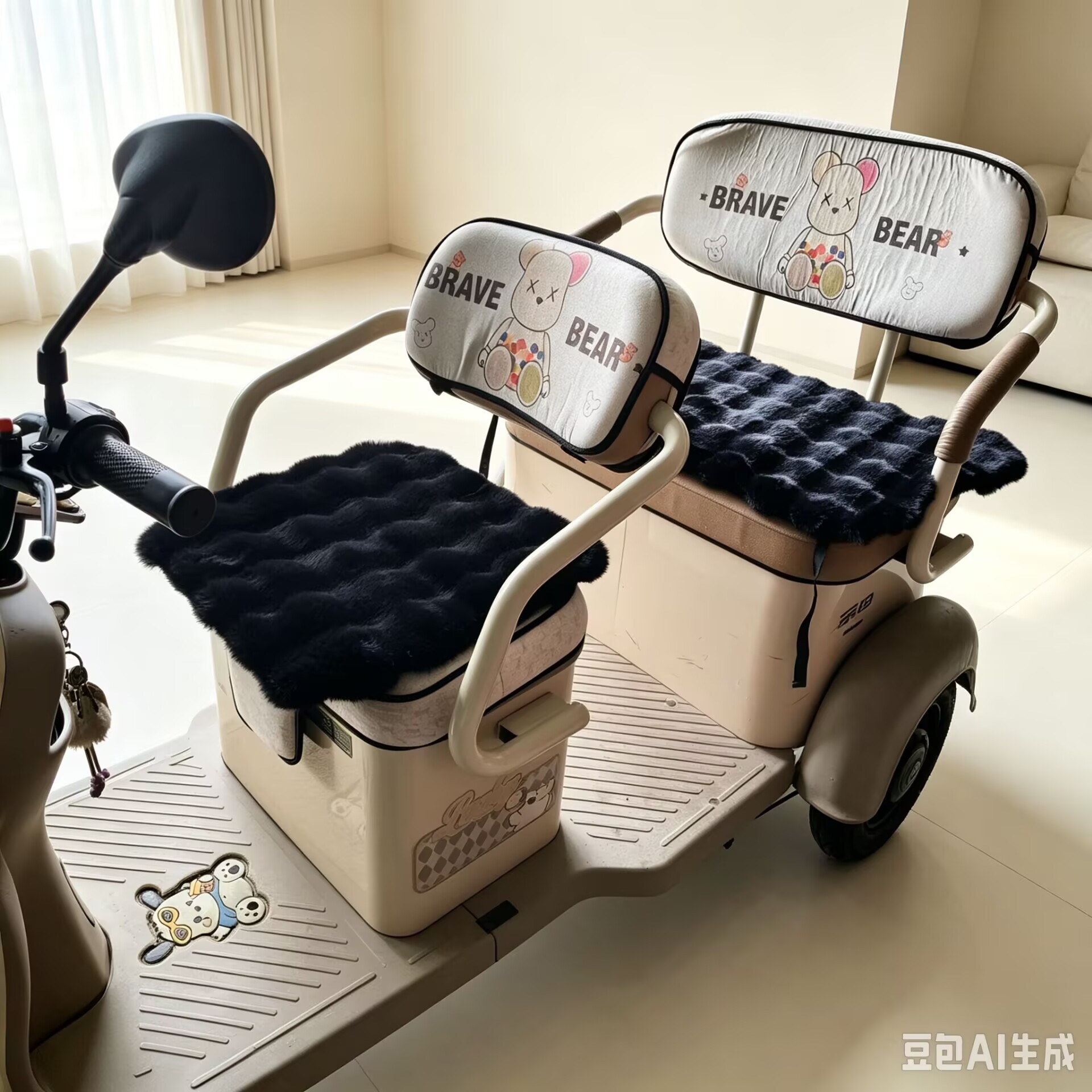 Electric tricycle seat cushion, winter electric tricycle plush seat cushion, thickened, non-slip, and warm electric tricycle seat