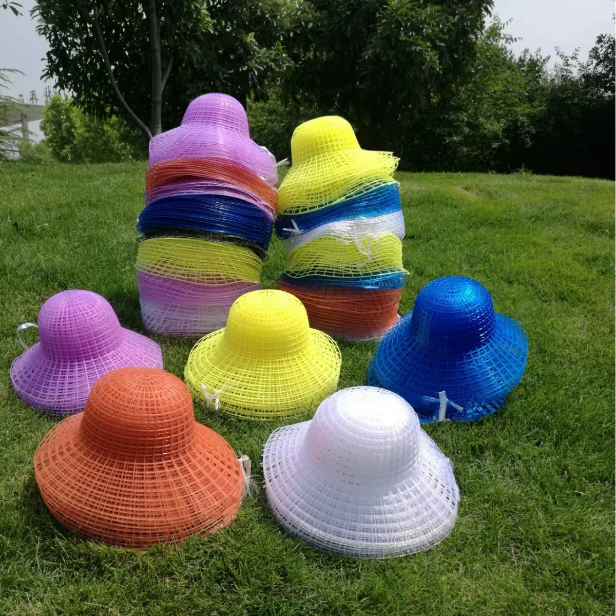 Летняя шляпа от солнца аксессуары пластиковая шляпа сетка ручная вязаная крючком шляпа от солнца лента вышивка пластиковая сетка шляпа шлифовальный инструмент
