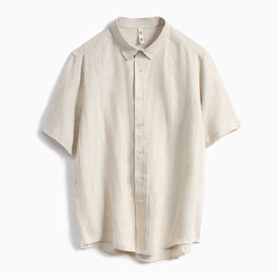 Linen Short-sleeved Shirt Men's Thin Loose Large Size Men's Top Summer Casual Cotton Linen Solid Color Shirt