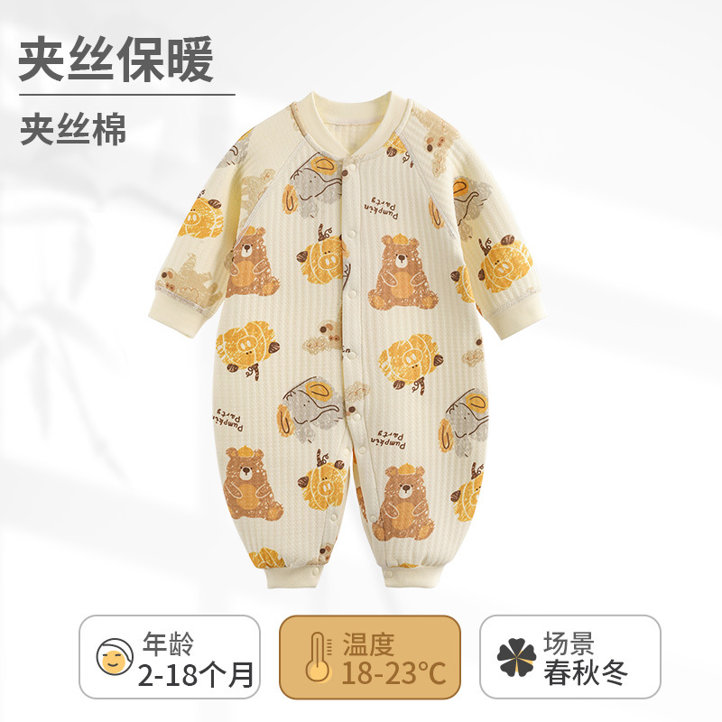 Ropa de otoño e invierno para bebés, monos de algodón puro para bebés, peleles cálidos y adorables de algodón acolchado para niños y niñas, mamelucos para recién nacidos.