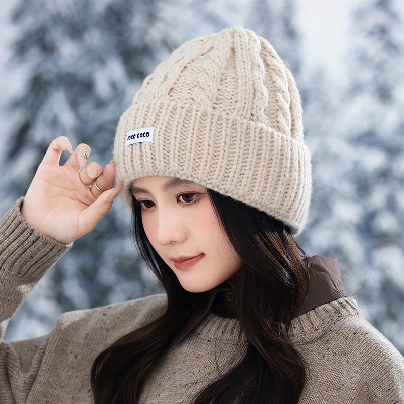 韩版百搭宽松毛线帽子女秋冬防风保暖护耳帽大头围包头帽显脸小新|undefined
