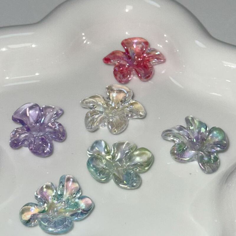 New Asymmetrical Light-Sensitive Laser Flower DIY Baroque Normcore Handmade Material DIY Cream Glue Earrings