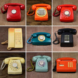 老式转盘电话机复古装饰道具古董老物件摆件彩色怀旧座机仅摆设